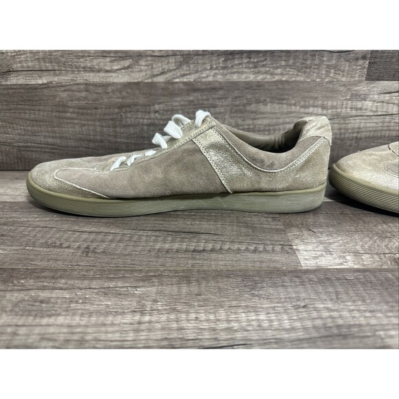 Tory Burch Mitch Beige Gold Suede Metallic Leather Sneaker Women's Sz 11 M - Picture 10 of 15